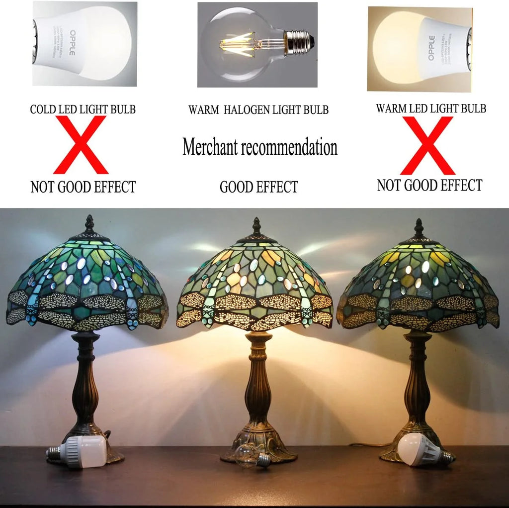 Stained Glass Table Lamp 24" Tall Sea Blue B51026