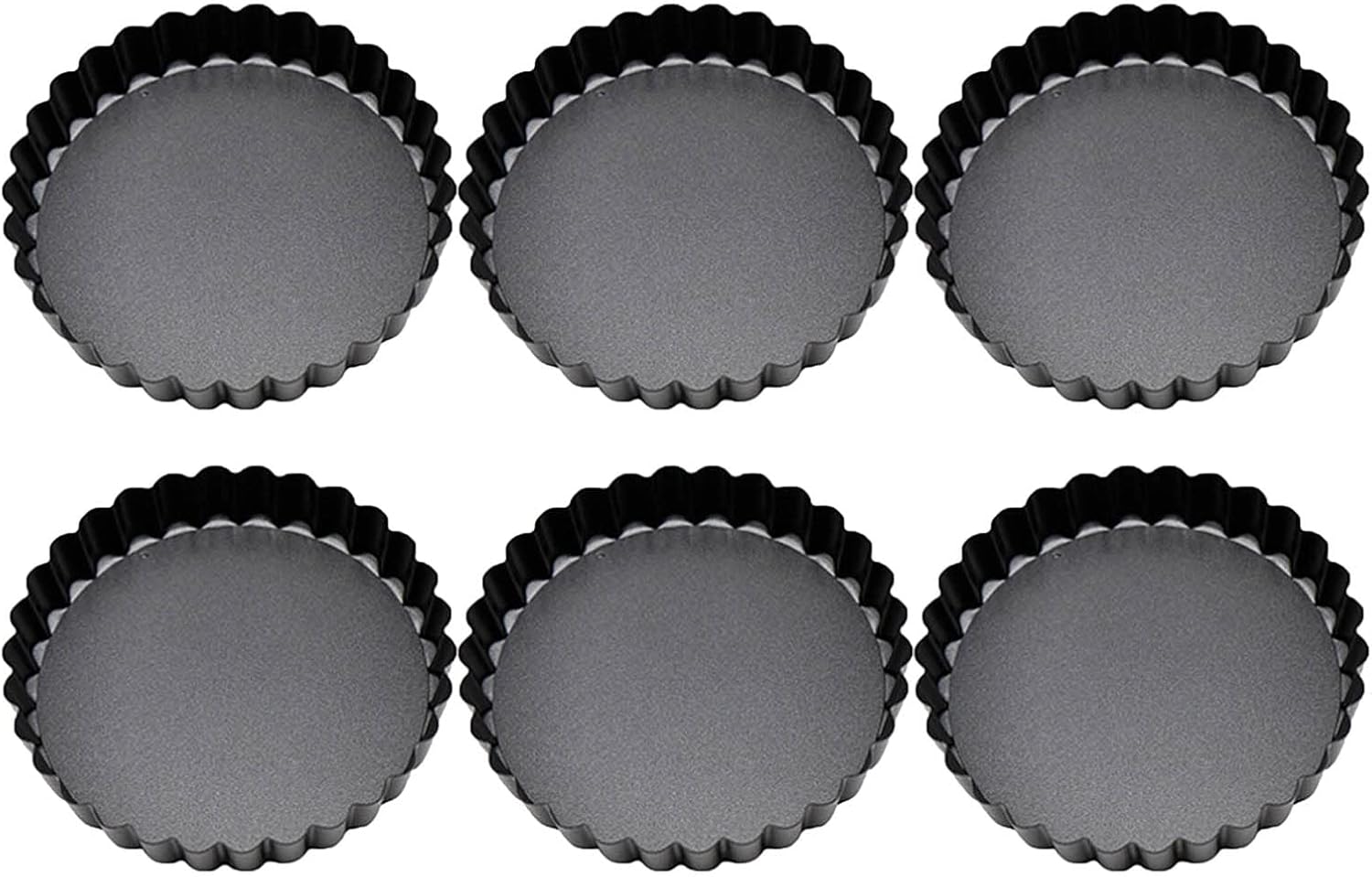 6 pcs 3" Mini Tart Pans Removable Bottom Carbon Steel D39621
