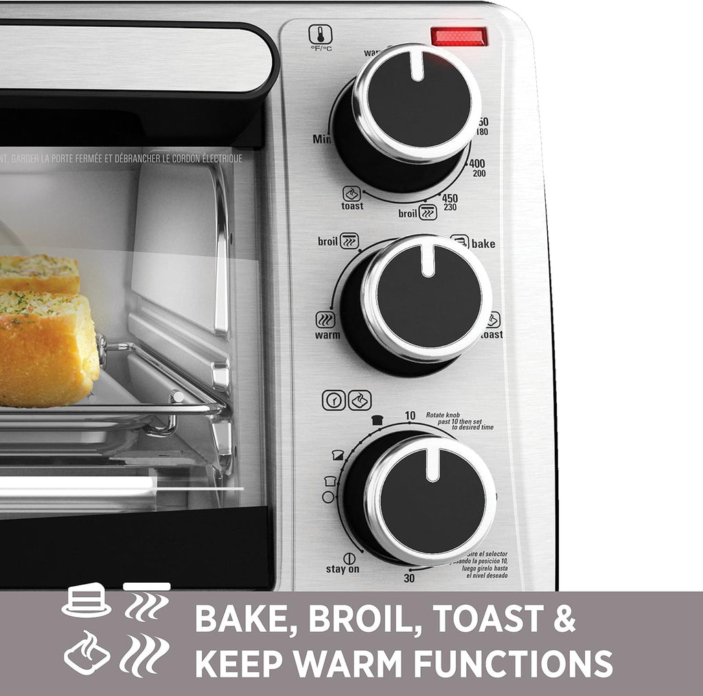 4-Slice Toaster Oven, Stainless Steel/Black P252477