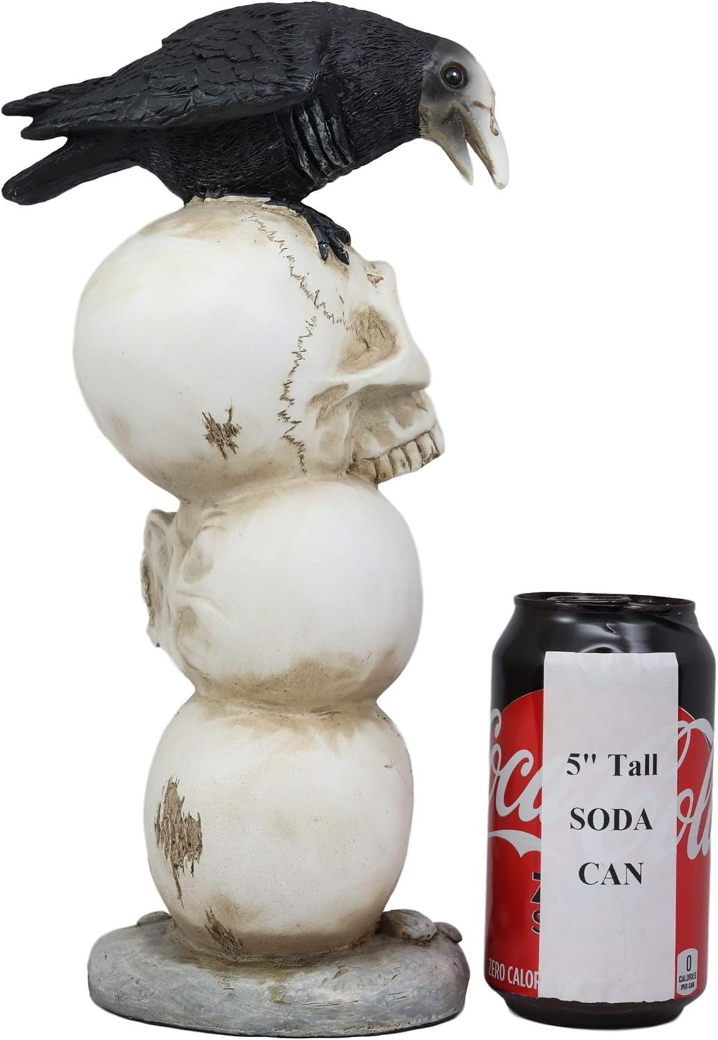 Gothic Raven Crow Bird Perching On Pole Totem Stacked Skulls with Color Changing LED Night Light Statue 11.75" Tall Skull Macabre Ossuary Figurine W60155