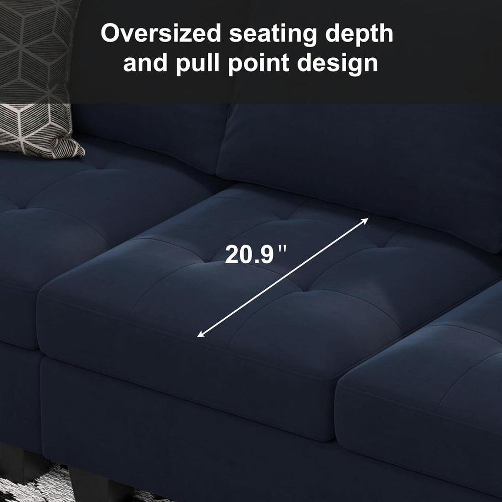 Blue Velvet Modular 4 Seat Sofa Couch Sectional C719332