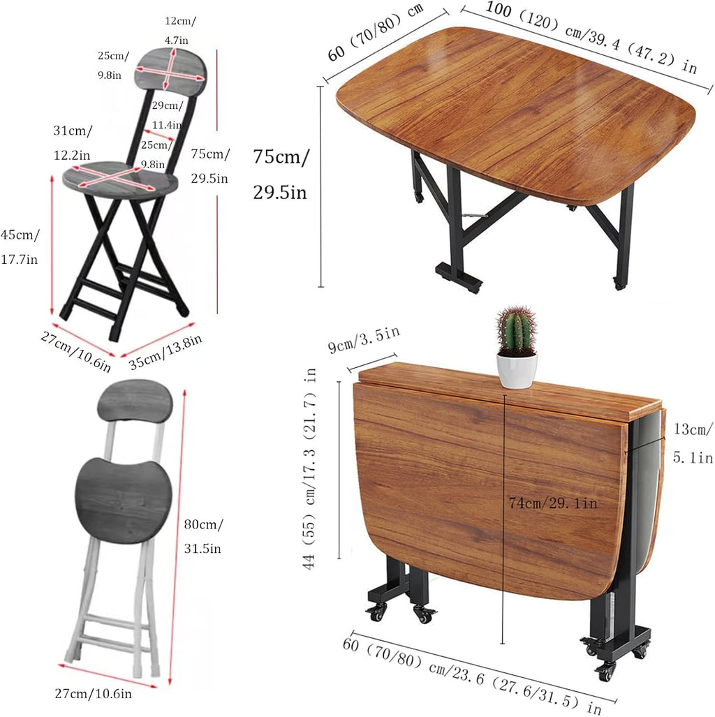 Butterfly Folding Dining Set with 4 Chairs and Drop Leaf Table E505