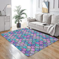 Mermaid Fish Scale Pattern Ultra Soft Faux Wool Non-Slip Area Rug 4' x 6' C618