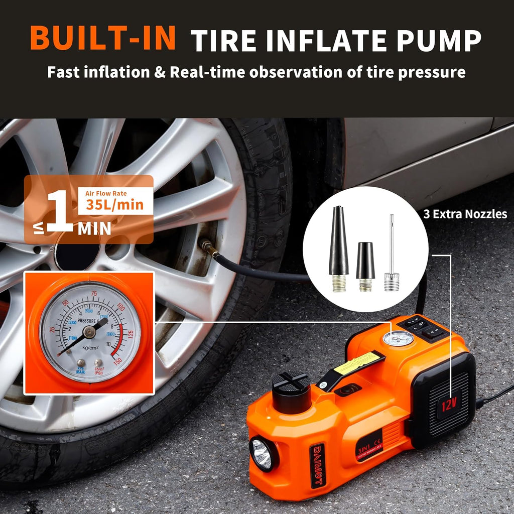 12IN1 Electric Car Jack 5 Ton Floor Jack with Impact Wrench Q357