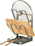 Stainless Steel Pot Lid Storage Rack with Removable Drip Tray J12427
