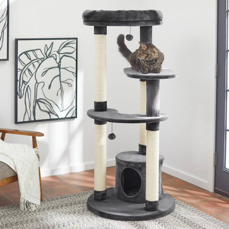 Dark Charcoal Faux Fur Cat Tree C593