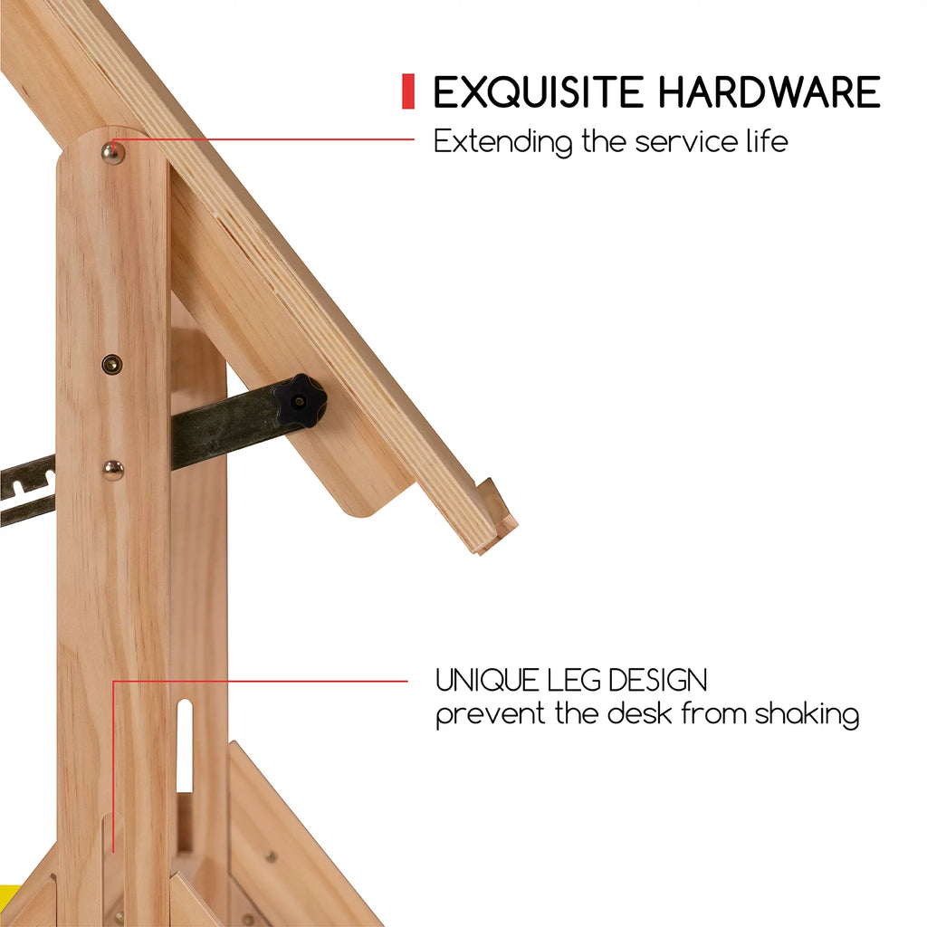 Solid Wood Drafting Table with 36" x 24" Angle Adjustable Top L9769