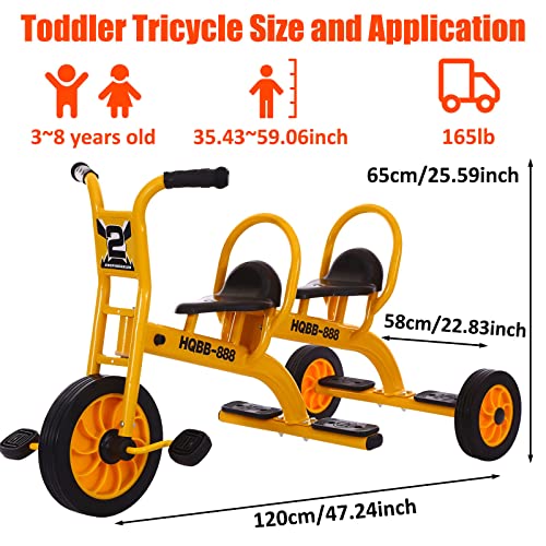 Kids Tricycle with Passenger Seat, Inflation-Free Rubber Wheels Q761