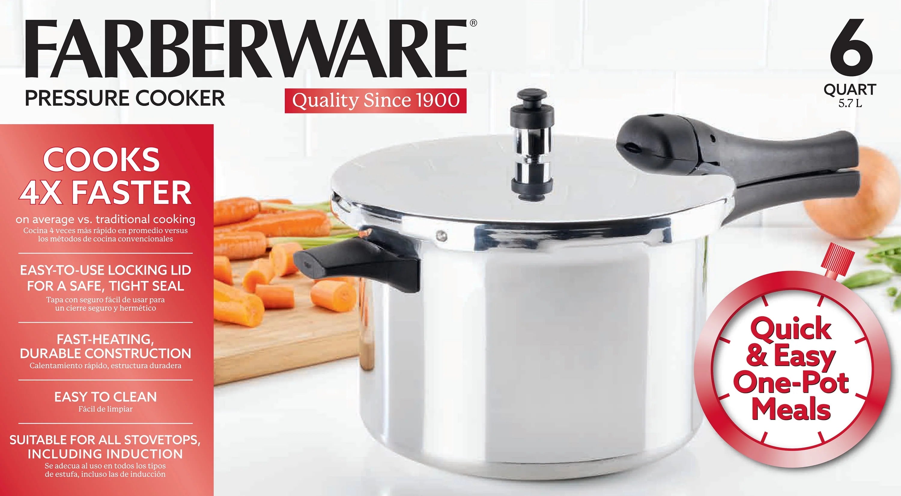 6-Quart Aluminum Stovetop Pressure Cooker G636