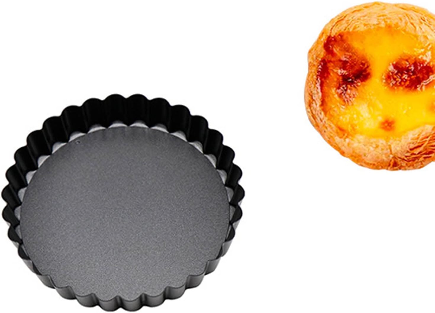 6 pcs 3" Mini Tart Pans Removable Bottom Carbon Steel D39621