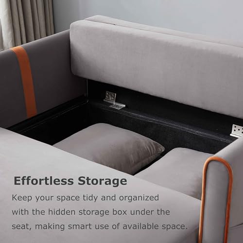 Black Velvet Convertible Sofa Bed with Storage X3326