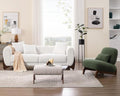 White 3 Seater Sherpa Boucle Sofa with Wood Legs A12741