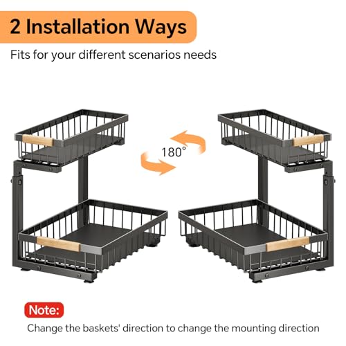 2 Tier Slide out Metal Cabinet Organizer Shelf J86096