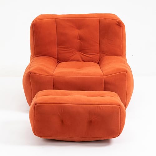 White Microfiber Memory Foam Bean Bag Chair with Footstool Q251