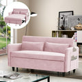 Pink Velvet Sleeper Sofa Couch Bed with Two Pillows Q18078