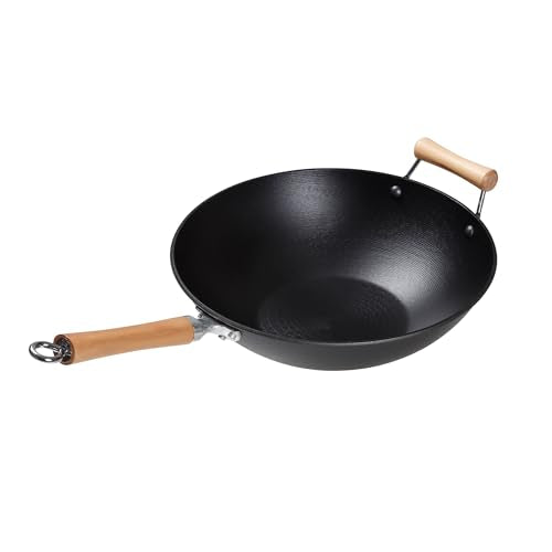 14-Inch Cast Iron Wok with Maple Handle S237590