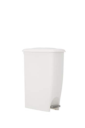 White 11.3 Gallon Plastic Step On Trash Can H327