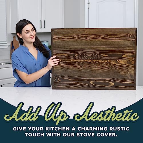 Noodle Board Stove Covers with Built-in Handles, Durable Extra Thick Pine Wood Handmade Cookware L4721