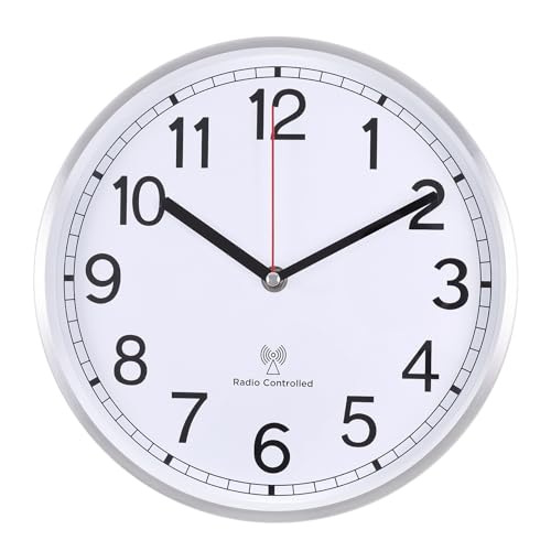 14 Inch Radio Controlled Aluminum Frame Wall Clock V43288