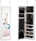 Wall Mounted Jewelry Armoire with Full-Length Mirror, 5 Shelves, 16 Hooks & 60 Ring Slots L5397