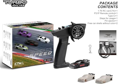 1:76 Scale Drift RC Car with Gyro RTR 2.4GHZ Remote Control with 2 Replaceable Body Shell G918