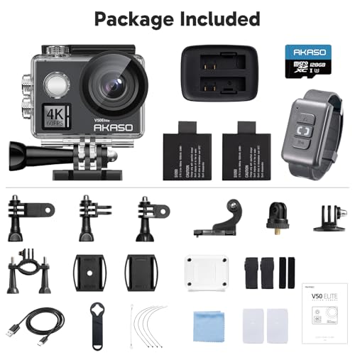 4K60fps Action Camera with 128GB Memory Card Y713524