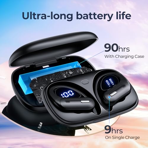 Purple Wireless Earbuds Bluetooth Headphones 90 Hrs Playtime with Charging Case Z701304