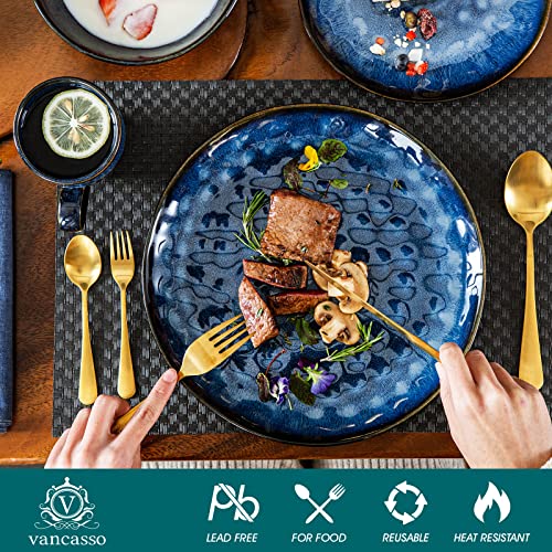 12 Pieces Stoneware Dinnerware Set, Green M516489