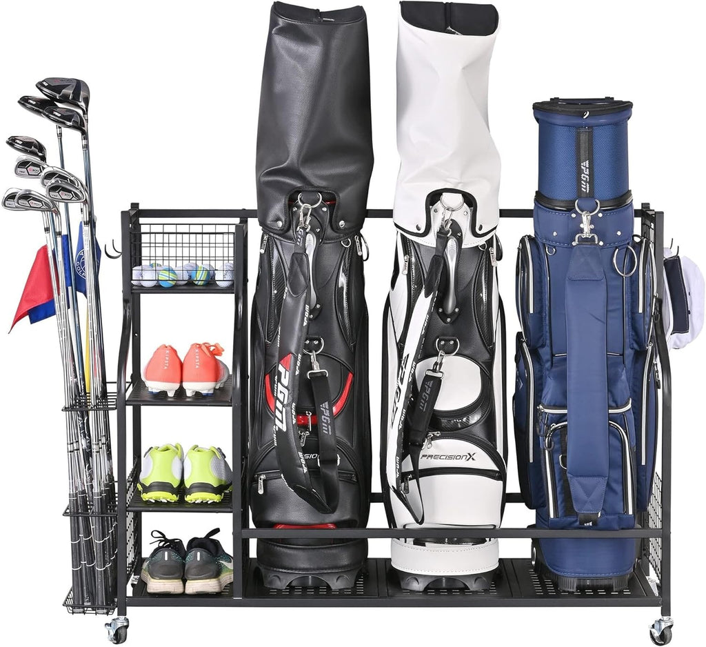 3 Full Size Golf Bags Storage Rack X254