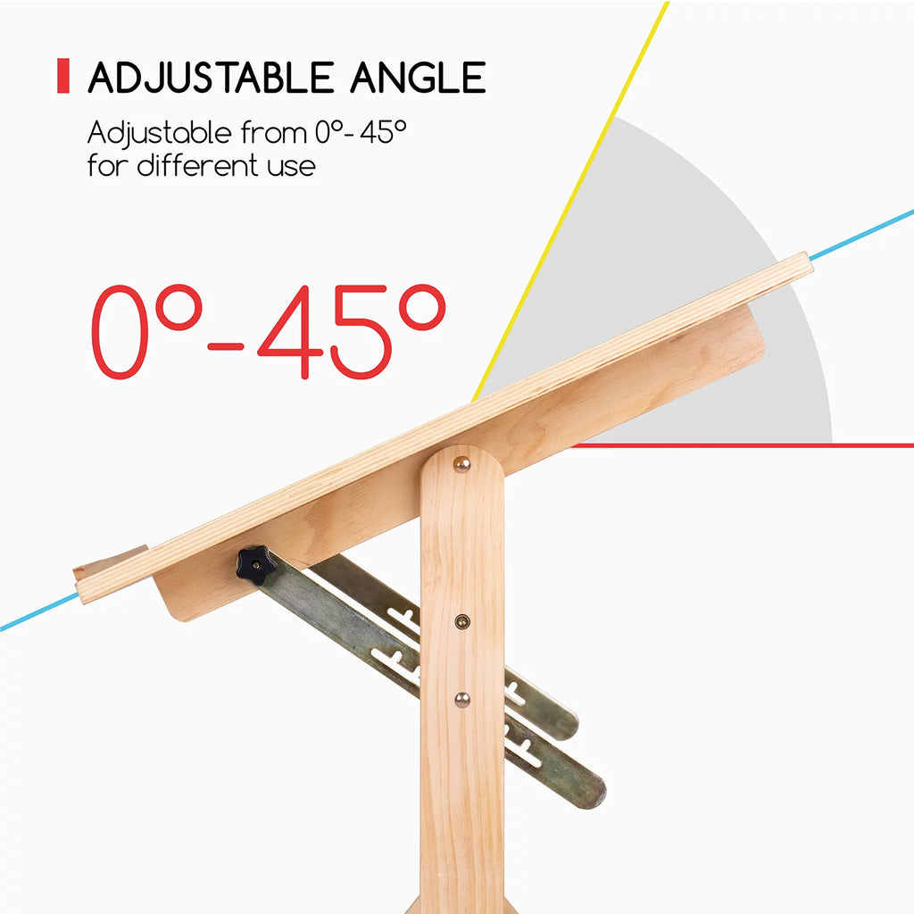 Solid Wood Drafting Table with 36" x 24" Angle Adjustable Top L9769