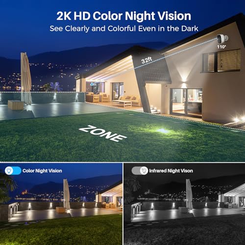 2K Wireless Outdoor Security Camera with Color Night Vision A344
