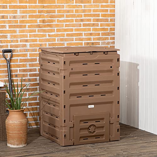 120 Gallon BPA Free Garden Compost Bin with Vents and Sliding Doors, Black X2741