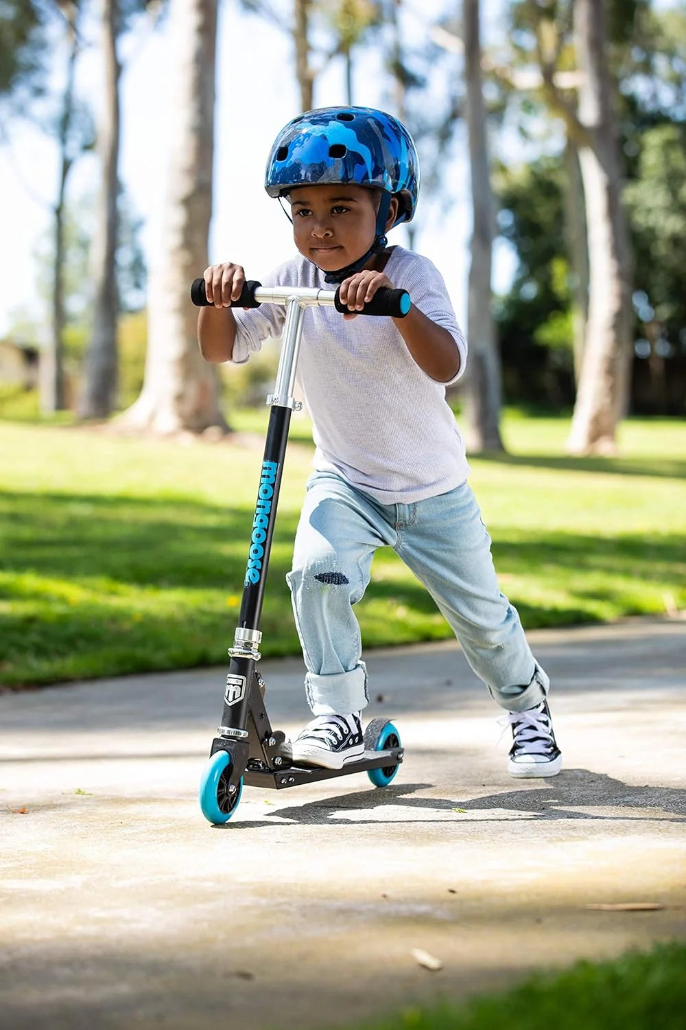 Black/Blue Youth Folding Kick Scooter K618