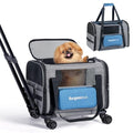 Cat Carrier with Wheels, Airline Approved Pet Carrier for Cats Dogs 15 lbs with Telescopic Handle, Small Dog Carrier with Wheels Removable, Soft Rolling Cat Carrier with Large Pocket V5220