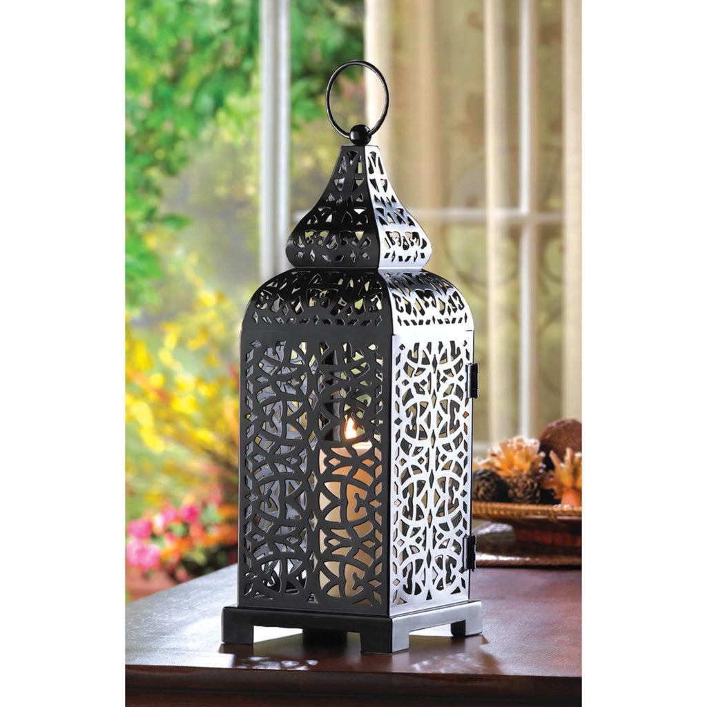 Black Metal Hanging Candle Lantern 13" Tall N67639