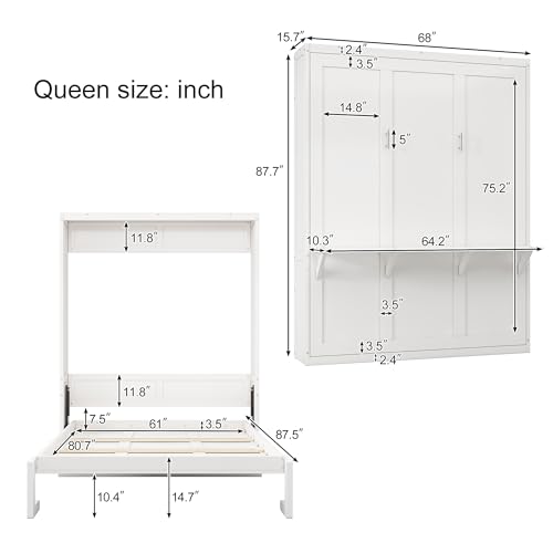 Queen Murphy Bed with Storage Cabinet H60078