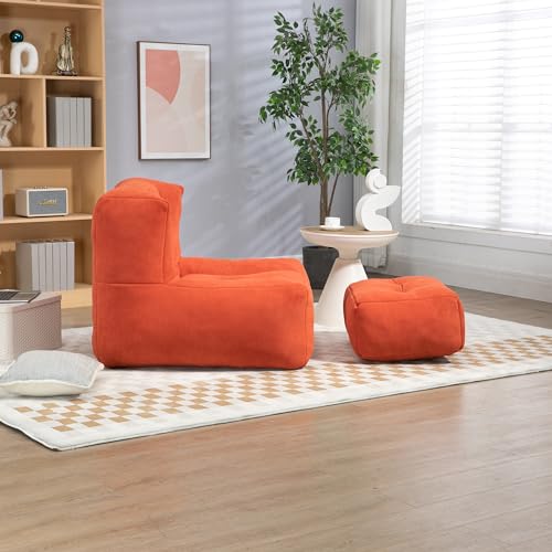 White Microfiber Memory Foam Bean Bag Chair with Footstool Q251
