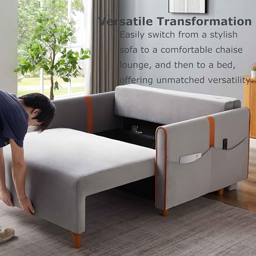 Black Velvet Convertible Sofa Bed with Storage X3326