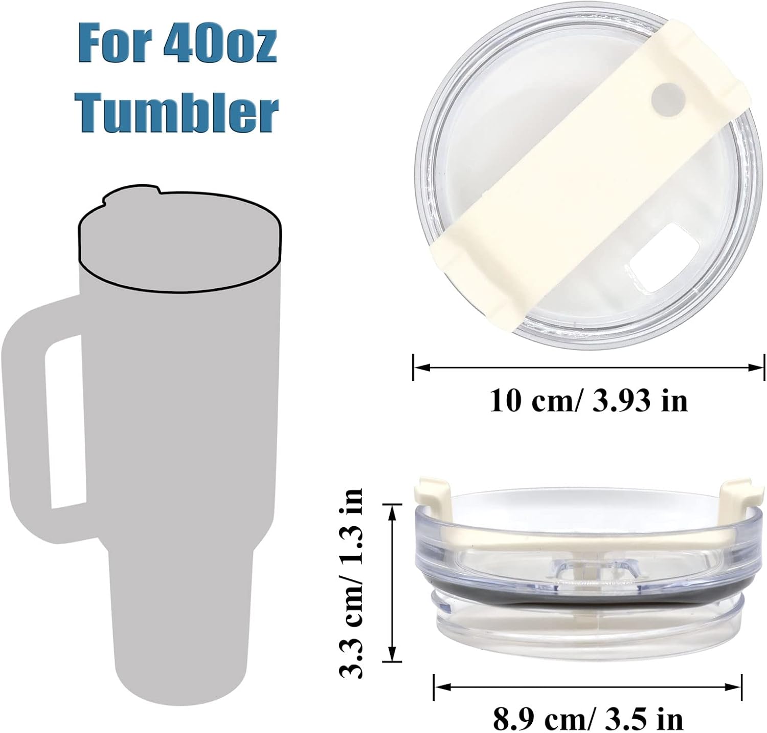 2 Pack Replacement Tumbler Lids for 40oz Travel Tumbler with Plastic Straws and Cleaning Brush B457
