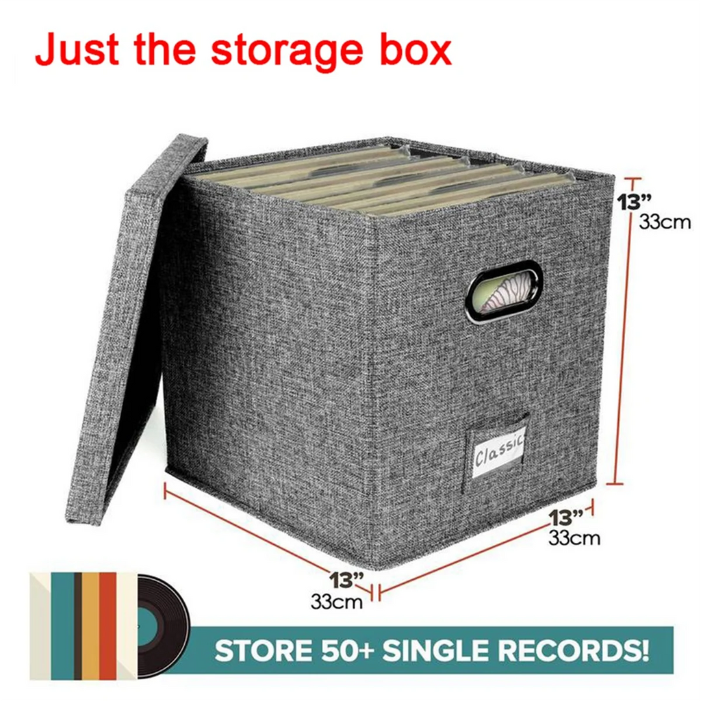Vinyl Record Storage Box with Lid and Handles A5232