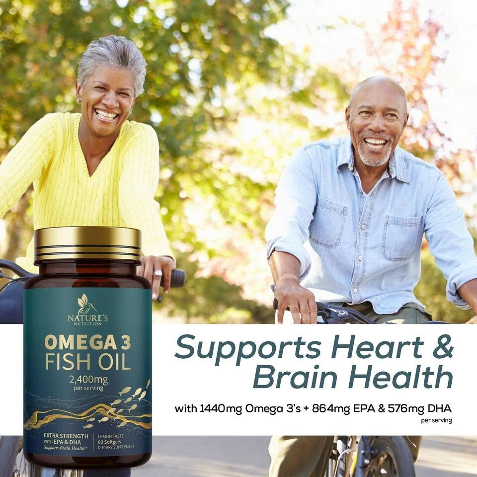 Omega 3 Fish Oil Capsules 2400mg EPA & DHA 60 Softgels X361