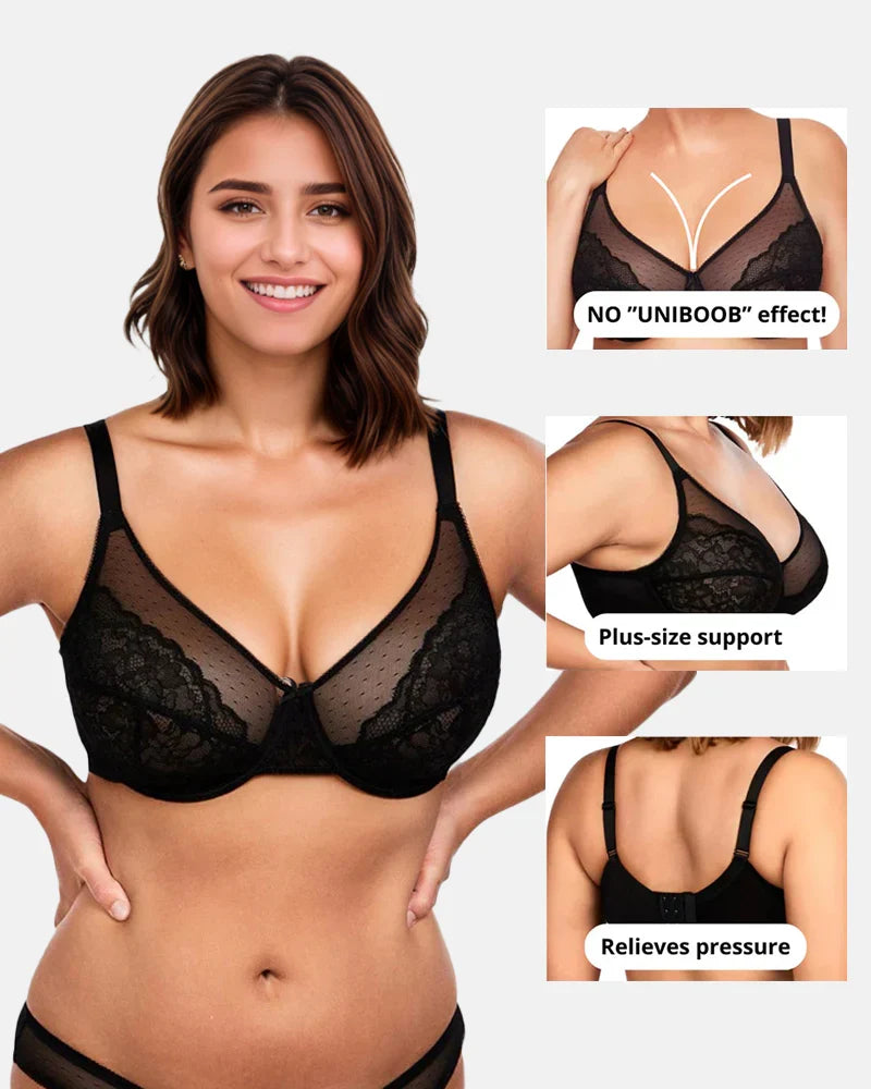 Full Coverage Lace Minimizer Bra - Petal-Beige