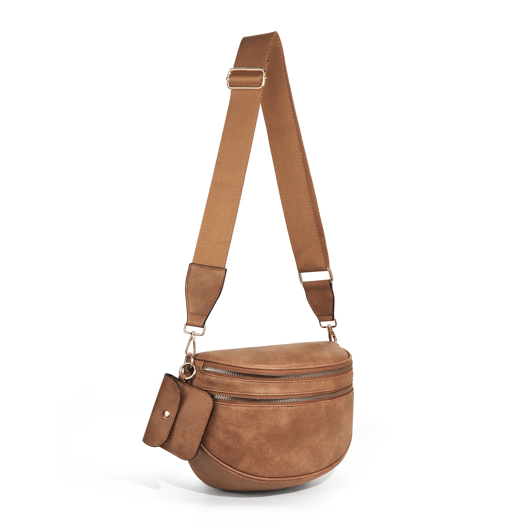 Ounamei Vegan Leather Crossbody Bum Bag for Women with Mini Pouch