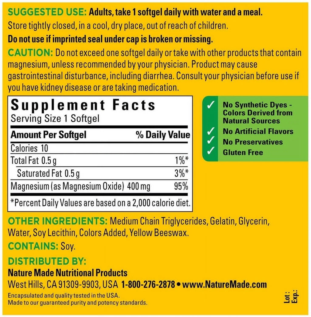 Magnesium 400 mg 150 Liquid Softgels N223