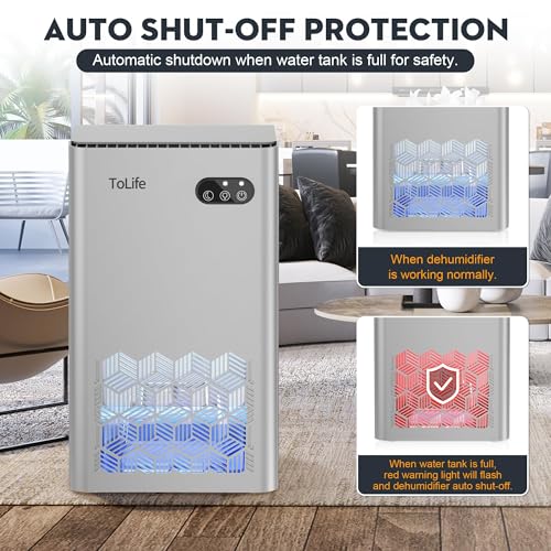 95 OZ Water Tank Dehumidifier with Auto Shut Off, Grey R73026