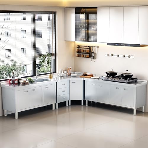Freestanding Stainless Steel Utility Sink with Cabinet, 21.66 x 63 x 35.43 inches Z990