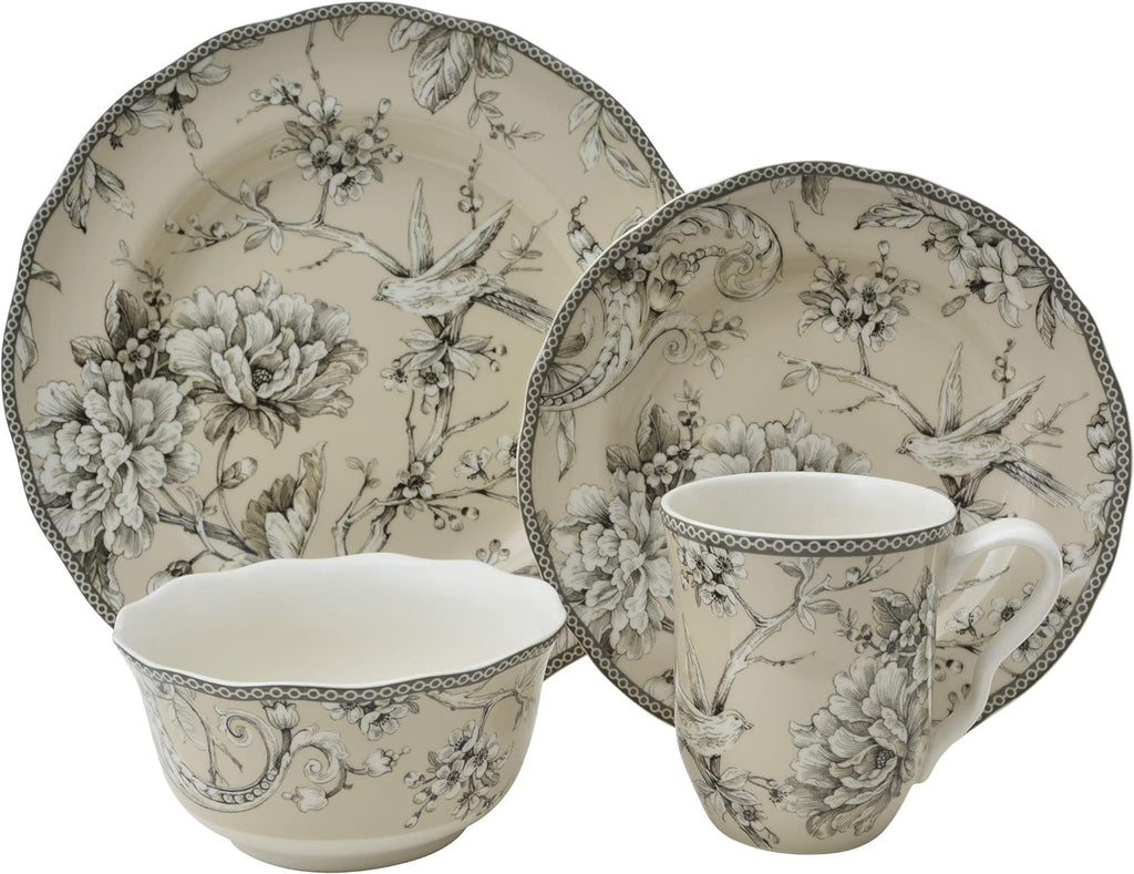 16-Piece Porcelain Dinnerware Set Antique White G86507