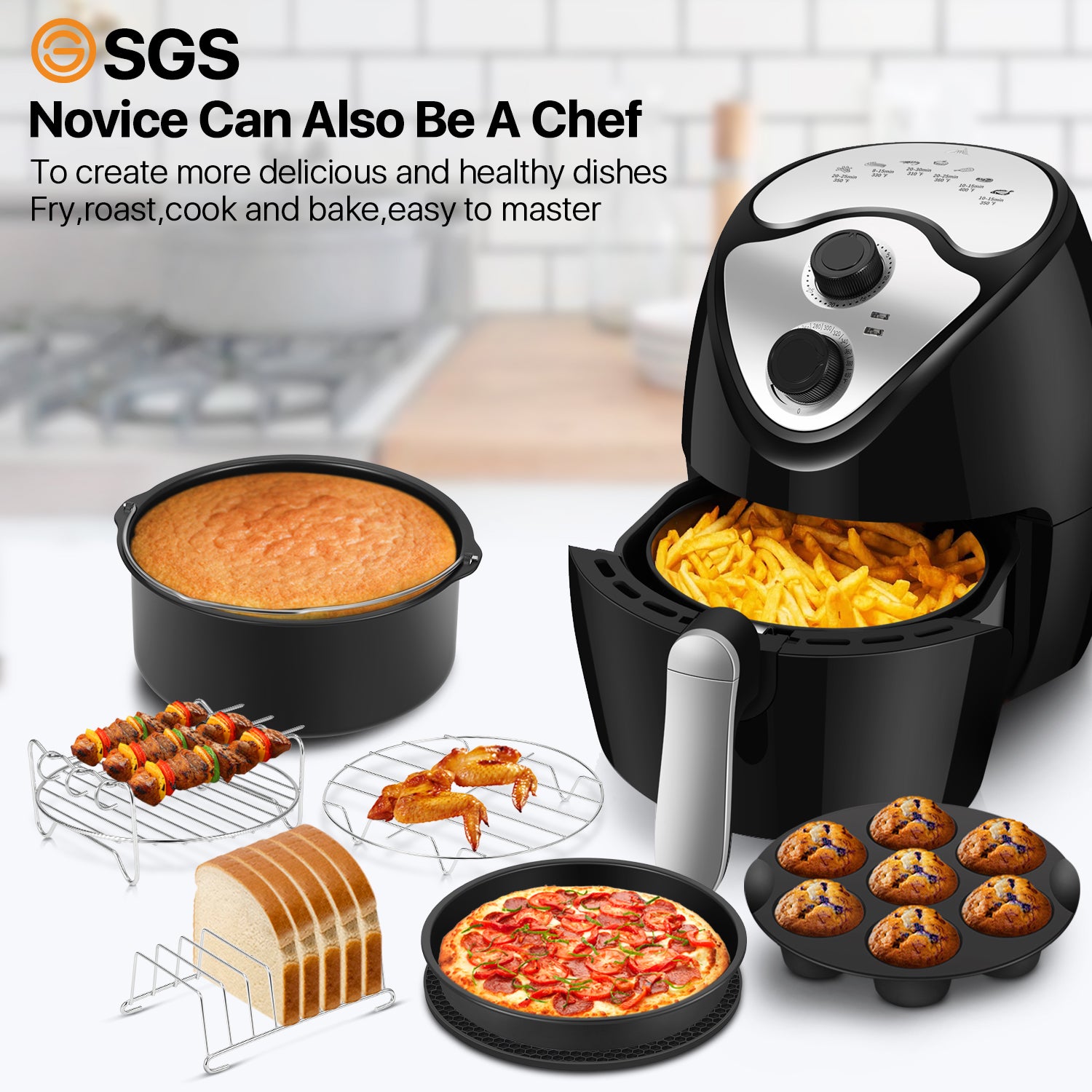 17 Set 8 Inch Air Fryer Accessories with Recipe Cookbook I5479