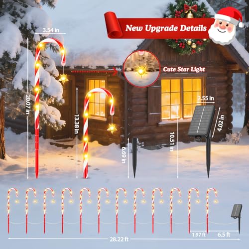 24-Pack Solar Christmas Candy Cane Lights, 144 LED O3812