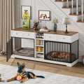 White Large Dog Crate with 4 Drawers and Shelves Y78297